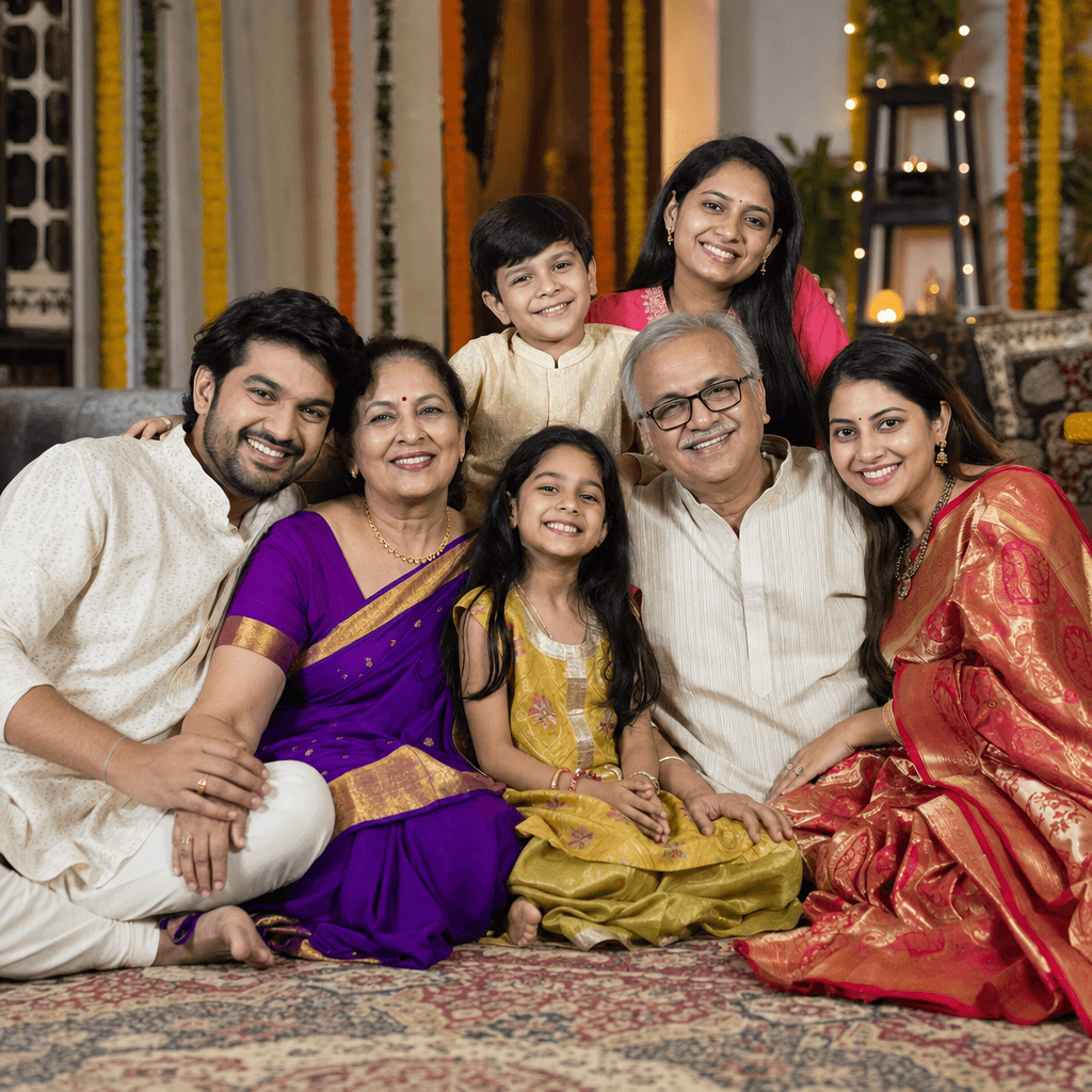Family celebrating together at home