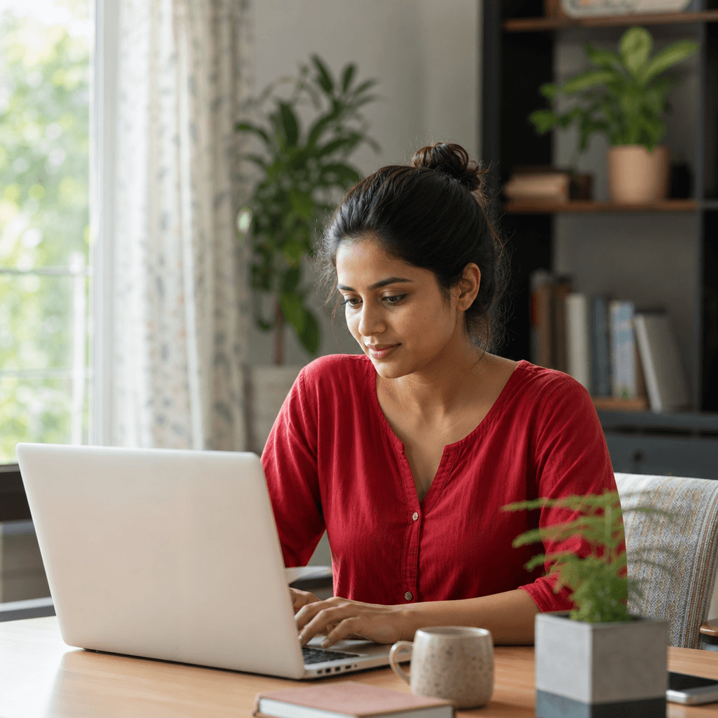 Woman focused on everyday wellness at home