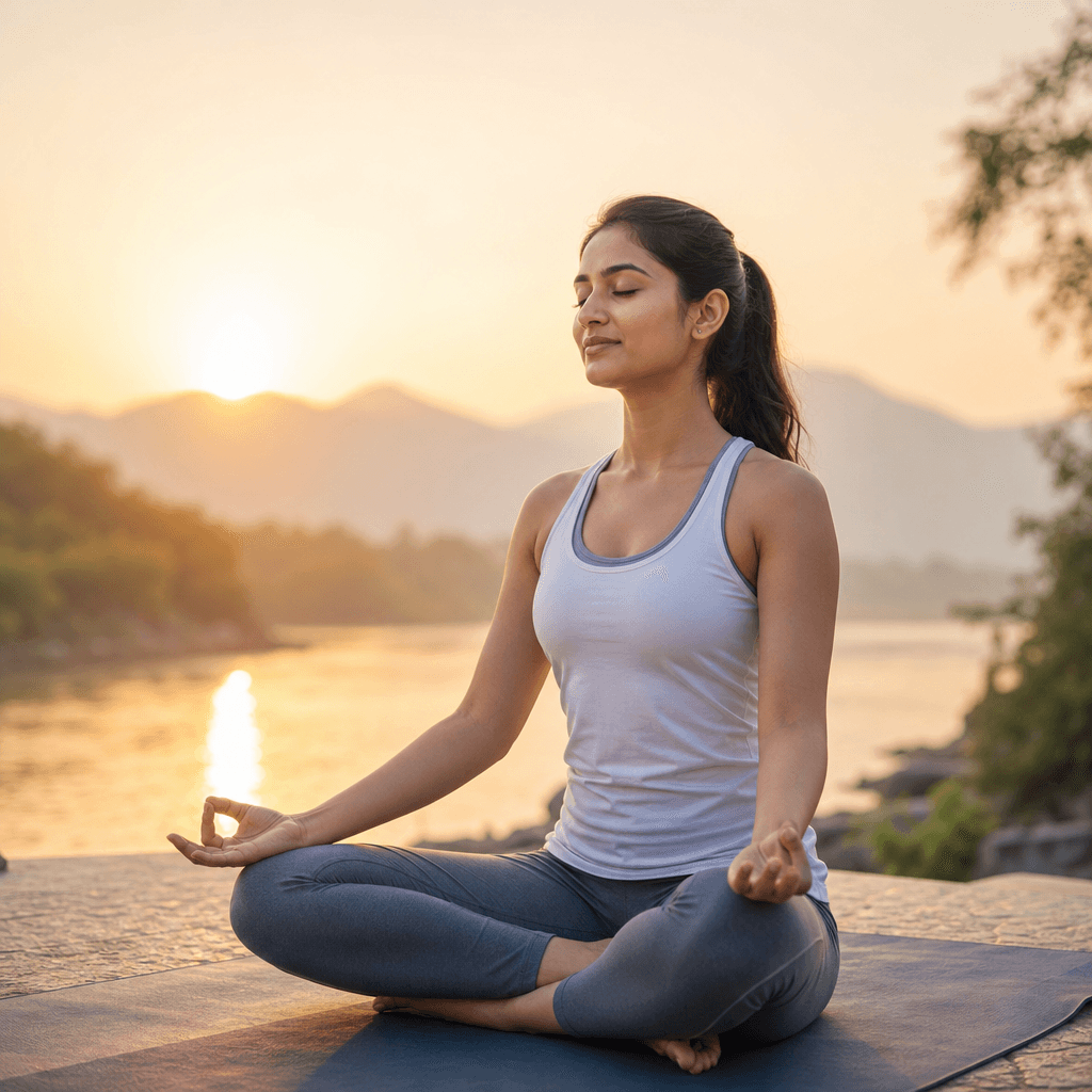 Person practicing yoga for wellness